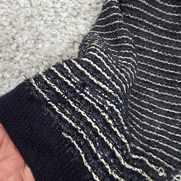 St John Open Cardigan Womens Medium Black Gray Short Sleeve Sweater Sequins READ - Picture 10 of 13